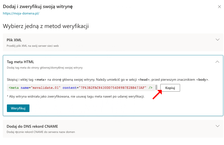 bing webmaster tag meta html
