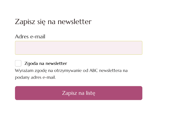 prosty formularz newsletter zgodny z rodo