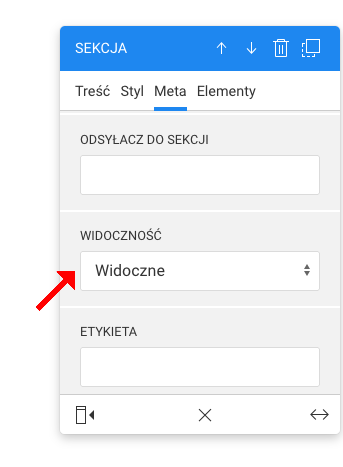 widoczność sekcji na stronie