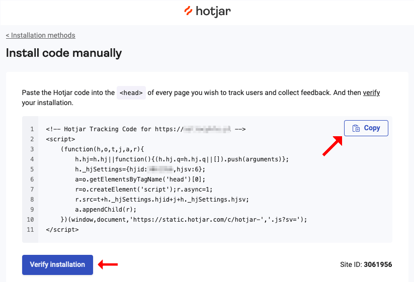 skopiuj kod skryptu hotjar
