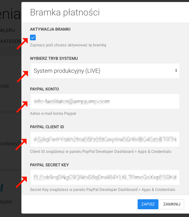 konfiguracja bramki paypal