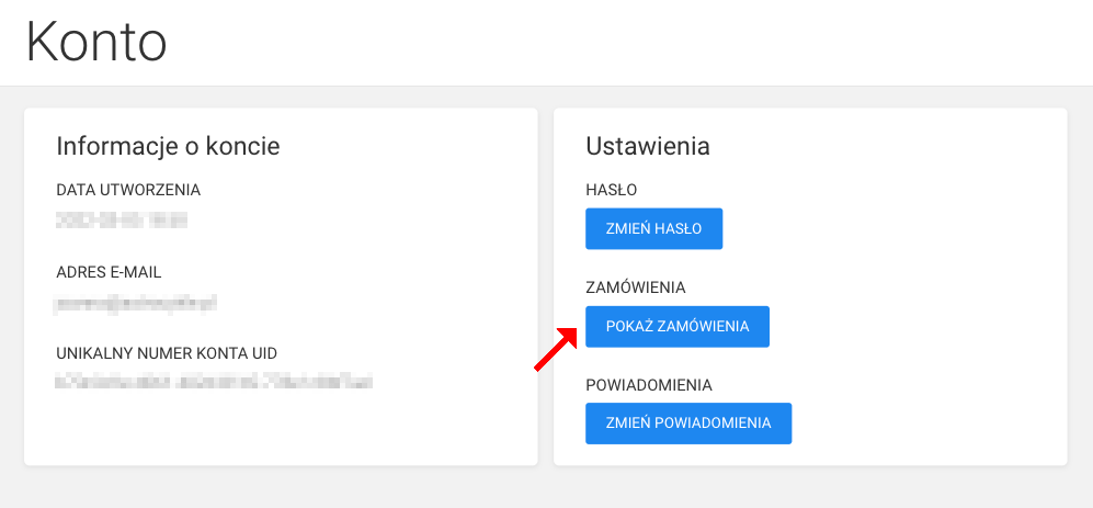 kliknij pokaż zamówienia
