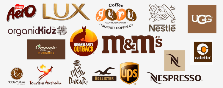 loga marek w kolorze brązowym