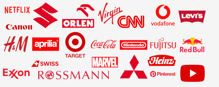 loga marek w kolorze czerwonym