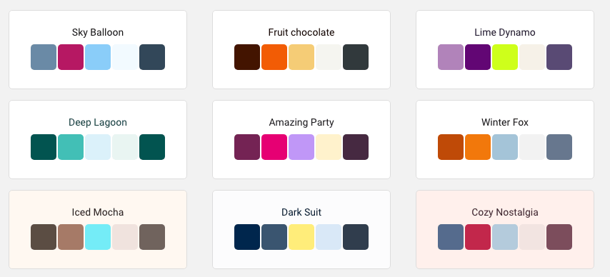 palety kolorystyczne dla stron