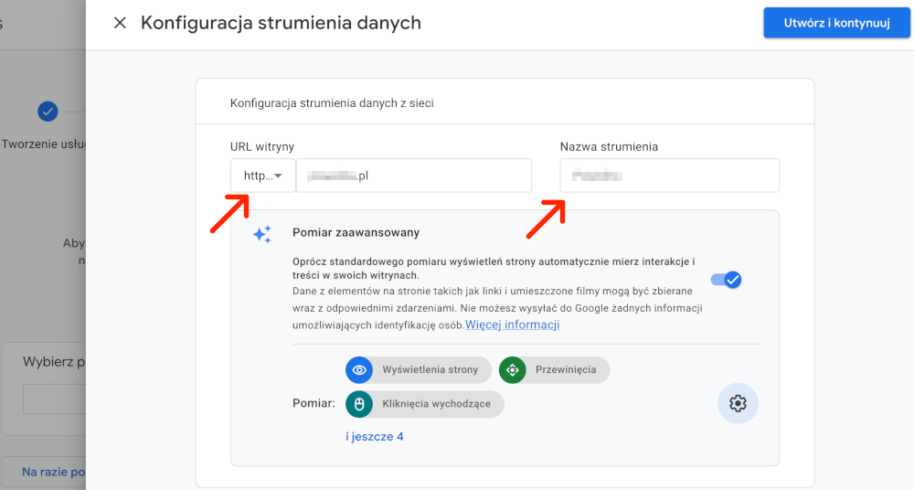 konfiguracja strumienia danych