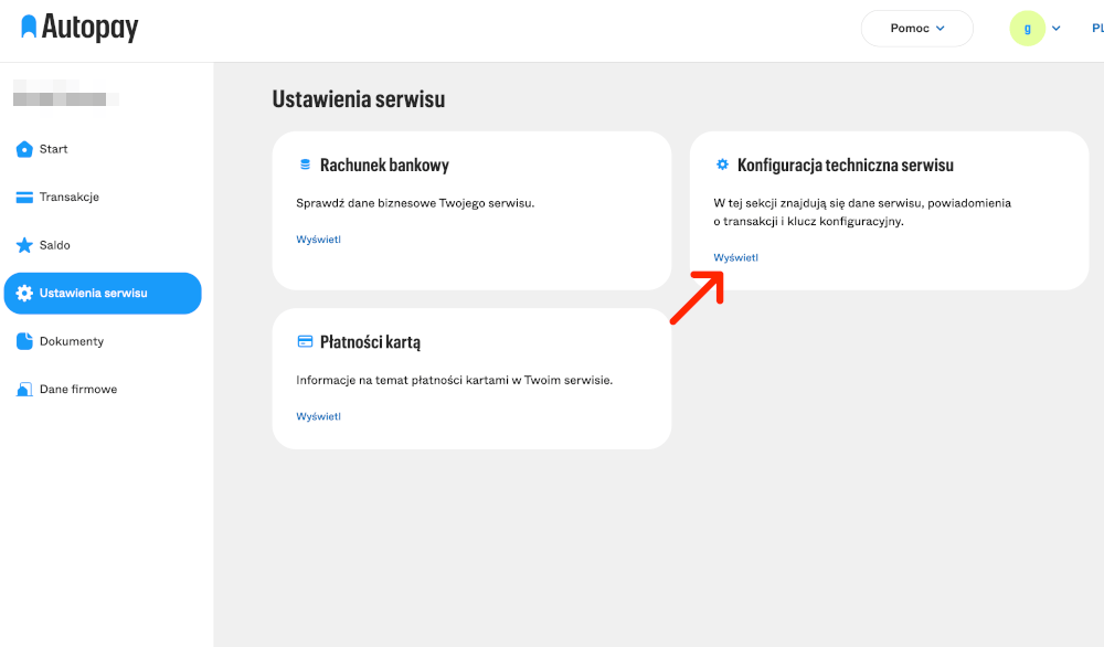 panel autopay konfiguracja techniczna serwisu
