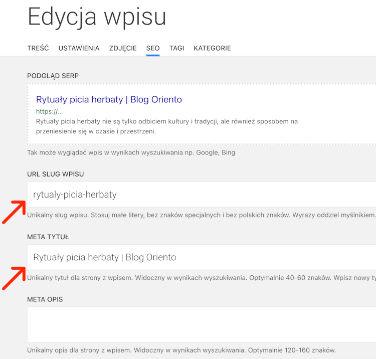 adres url wpisu seo wpisu na blogu