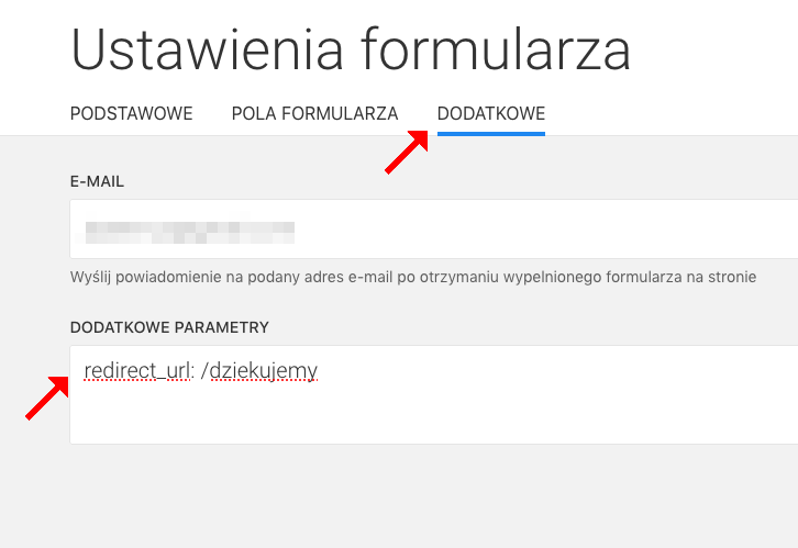 przekierowanie na strone po wyslaniu formularza
