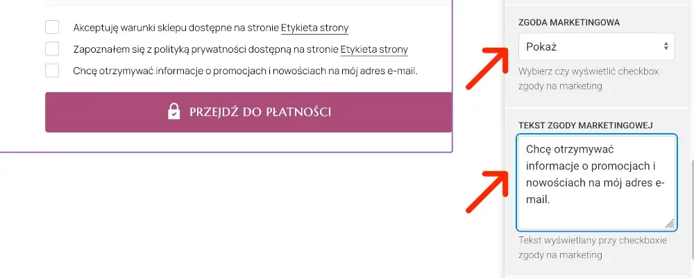zgoda marketingowa w formularzu zamówienia