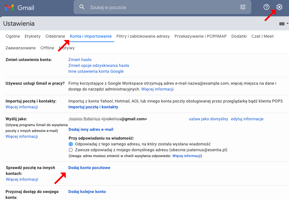 Dodaj konto pocztowe w Gmail