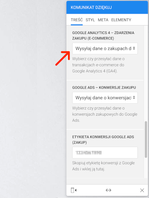 wysyłanie danych do Google Analytics e-commerce