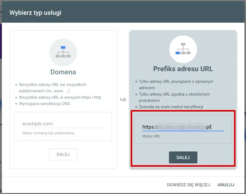 google search console dodaj usługę