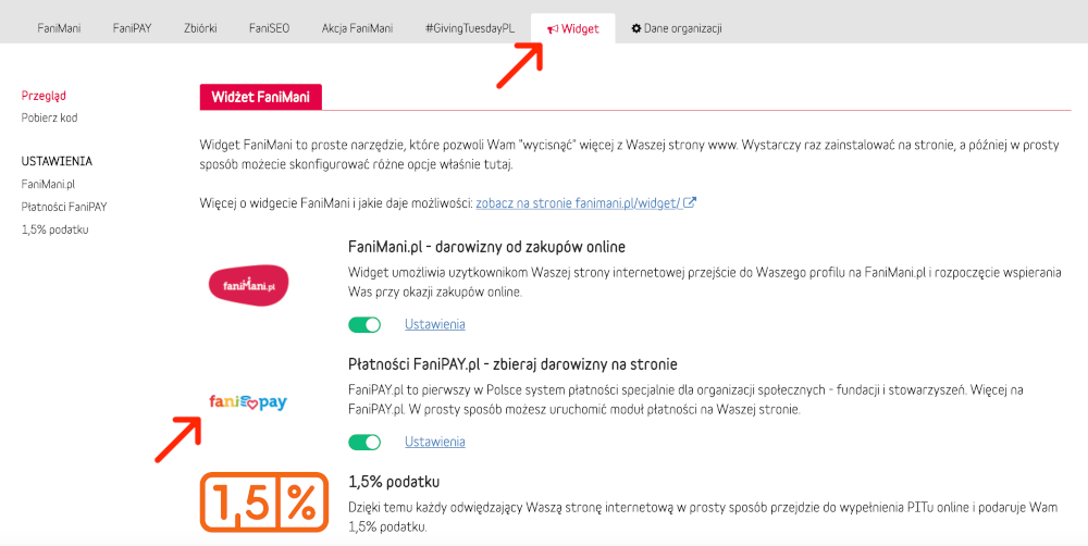 ustawienia fanipay