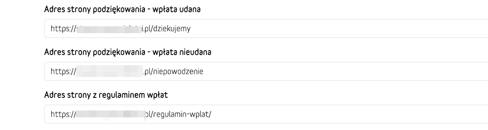 adresy stron powrotu po platnosci