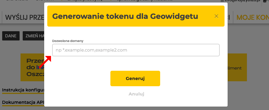 inpost integracja token dostępu do Geowidgetu