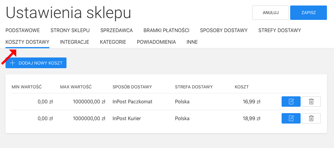 koszty dostawy inpost paczkomaty kurier
