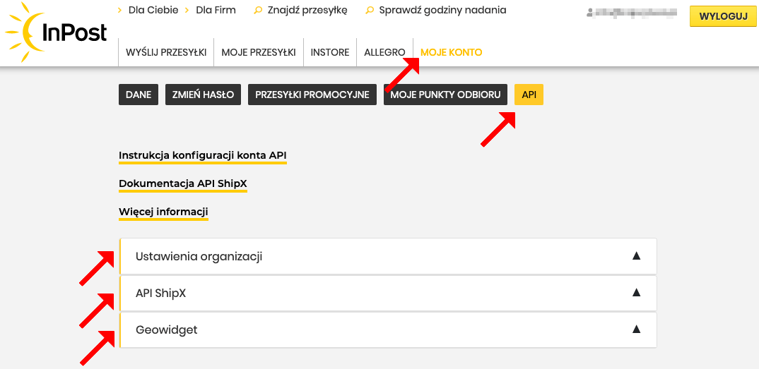 InPost panel moje konto