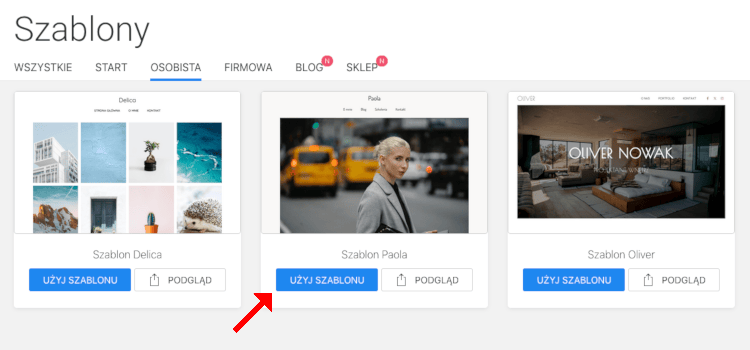szablony stron wybierz szablon strony