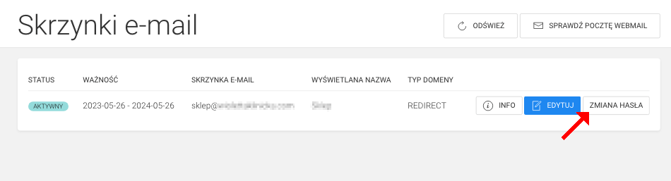 zmiana hasła w skrzynce e-mail