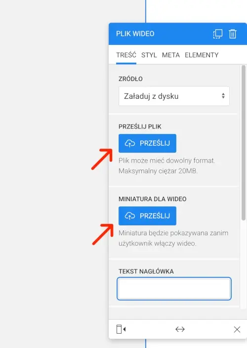 prześlij wideo z dysku