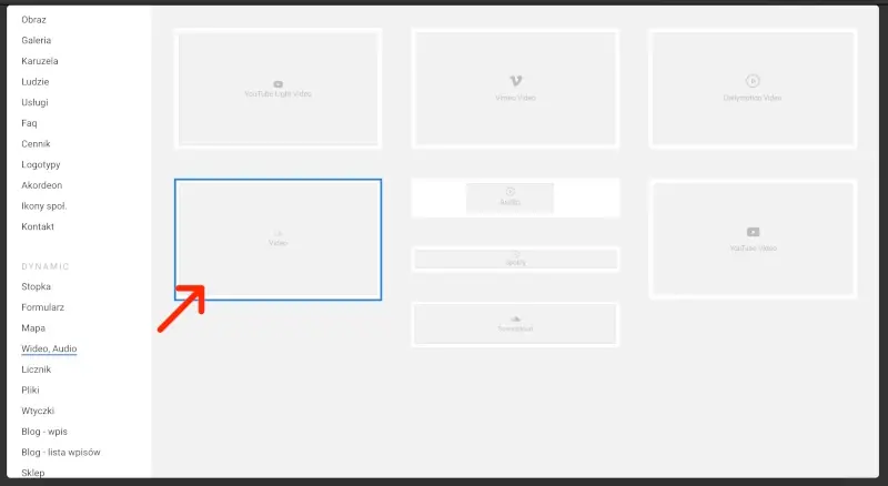 dodaj sekcje z wideo na strone