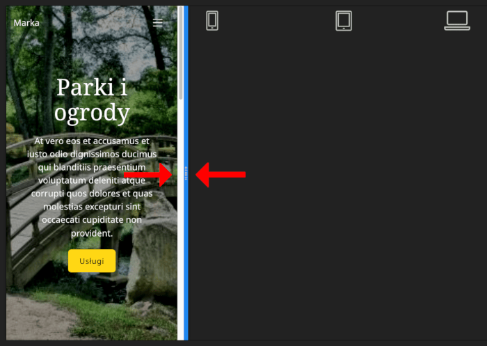 podgląd strony w kreatorze