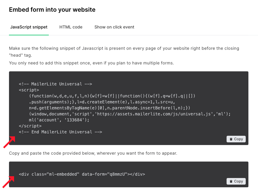 kod skrypt mailerlite