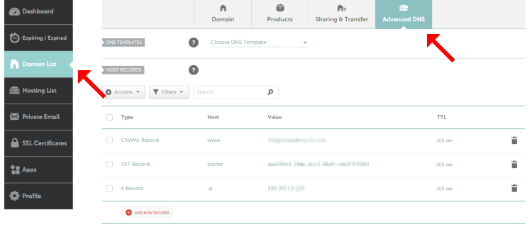 konfiguracja domeny namecheap