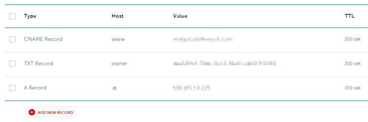 rekordy DNS dla domeny edycja rekordów namecheap.
