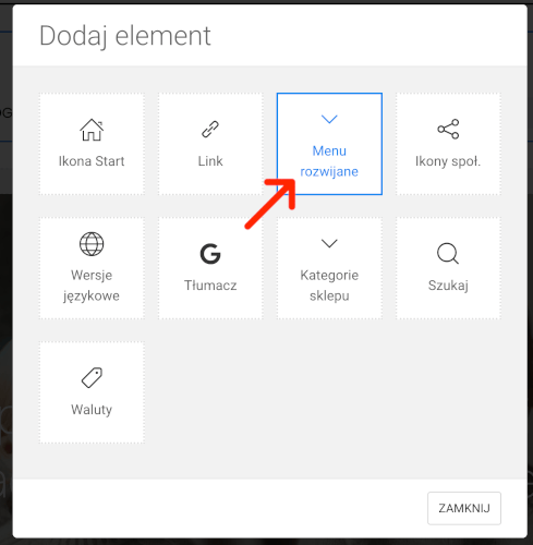dodawanie menu rozwijanego do nawigacji