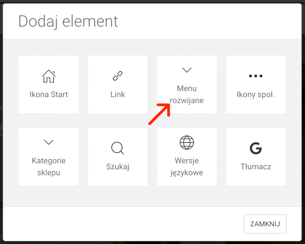 menu rozwijane ręcznie