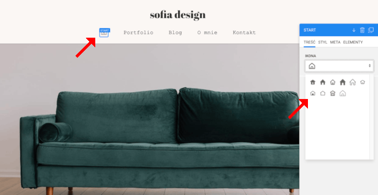 wybierz ikonkę domku