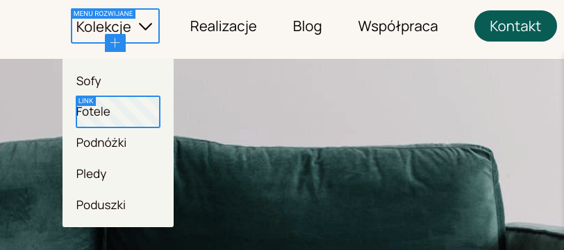 nawigacja z menu rozwijanym link w nawigacji