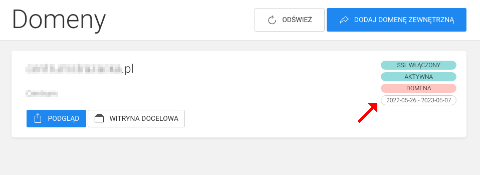 status domeny internetowej