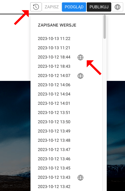 przywracanie poprzedniej wersji