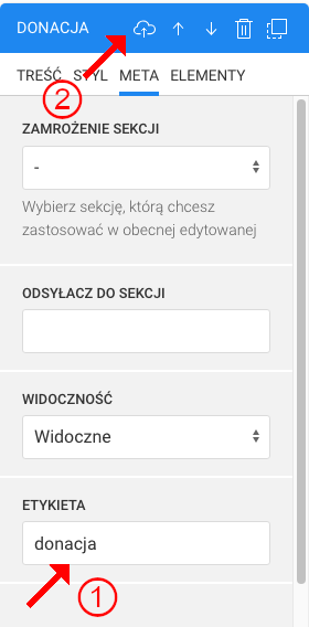etykieta sekcji, dodanie sekcji do schowka