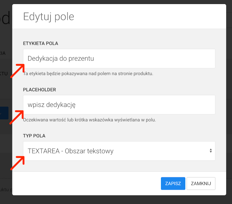 personalizacja opcji produktu