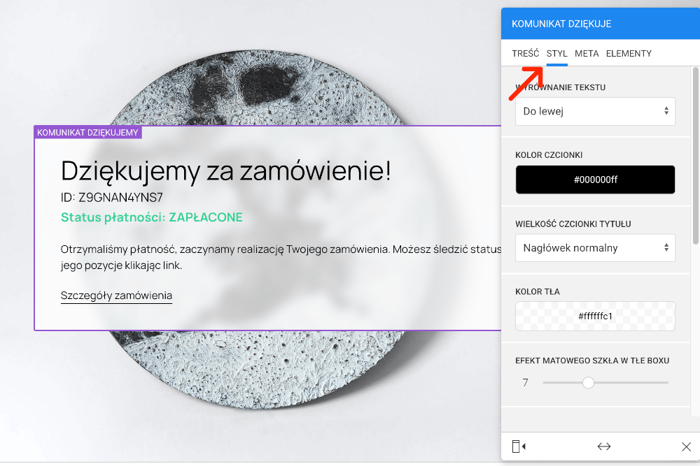 wygląd boxu z podziękowaniem za zamówienie