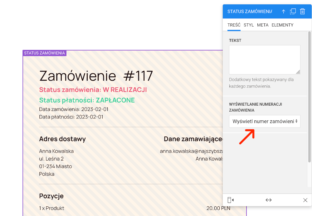 numeracja zamówienia ustawienia