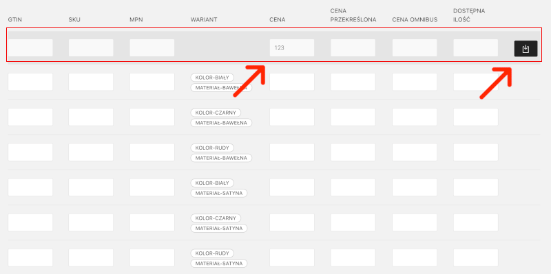 automatyczne uzupełnianie wartości