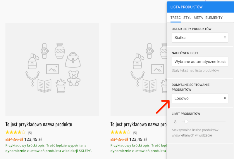 sortowanie produktow w sklepie