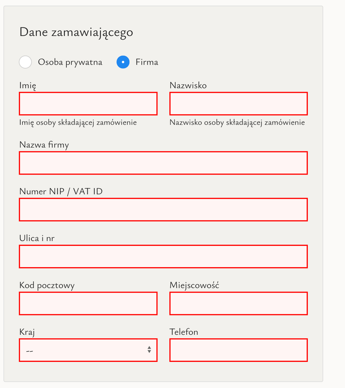 dane firmy sprzedaż b2b