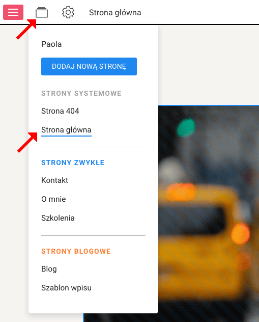 lista stron w witrynie