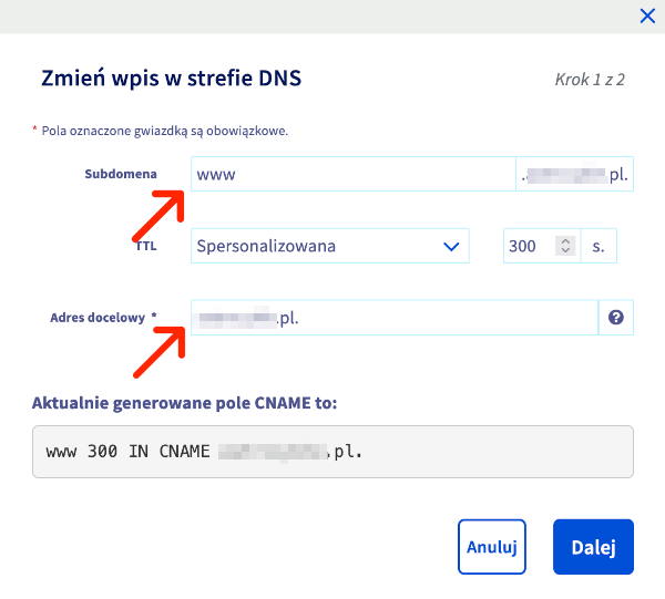 rekord A w strefie DNS domeny OVH
