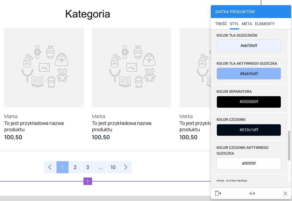 ustawienia stronicowania