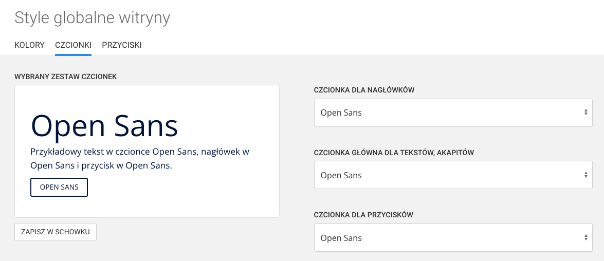 czcionki globalne krój czcionki dla całej witryny