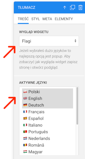 dostosuj wygląd tłumacza strony