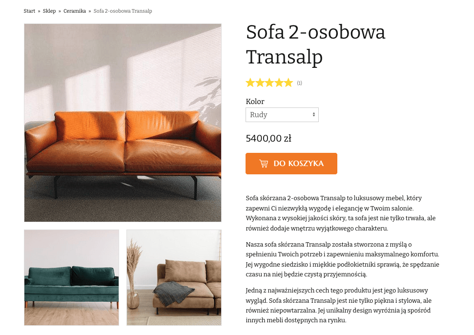 produkt z wariantami koloru