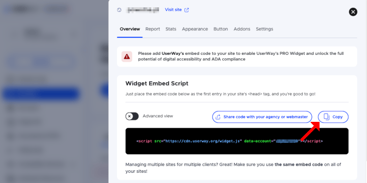 skrypt userway na stronie